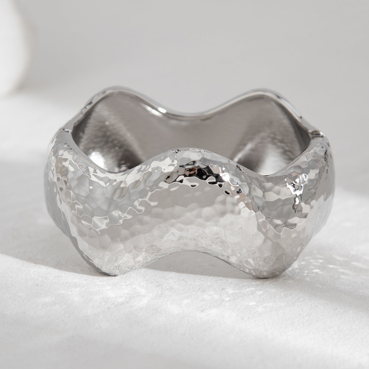 hammered wave cuff bracelet with sculptural curves – RAYAH