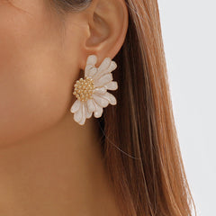 enamel daisy stud earring with gold beaded center – FLORENCE