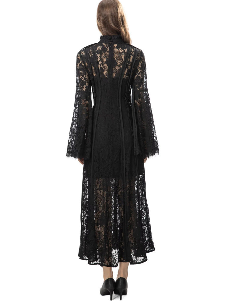 lace flared-sleeve maxi dress – Furoozan