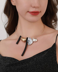 abstract stone and tube necklace on gold wire – ARDEN