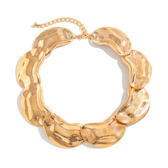 Wide bean-link statement necklace with metallic finish - Aongi
