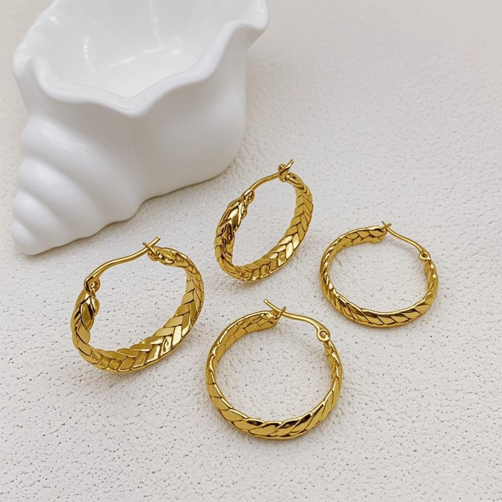 braided gold hoop earrings - SENIA