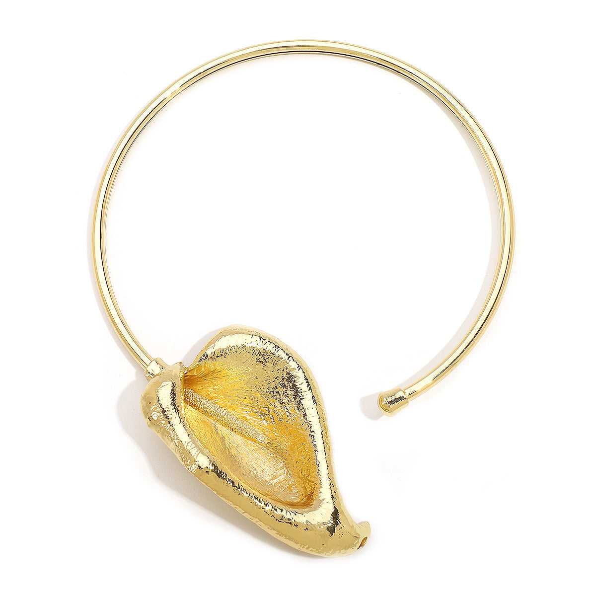 Open cuff bracelet with sculptural petal detail - Vonda
