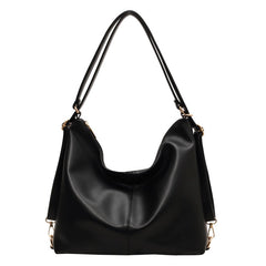 slouchy shoulder bag in black faux leather – ARYA