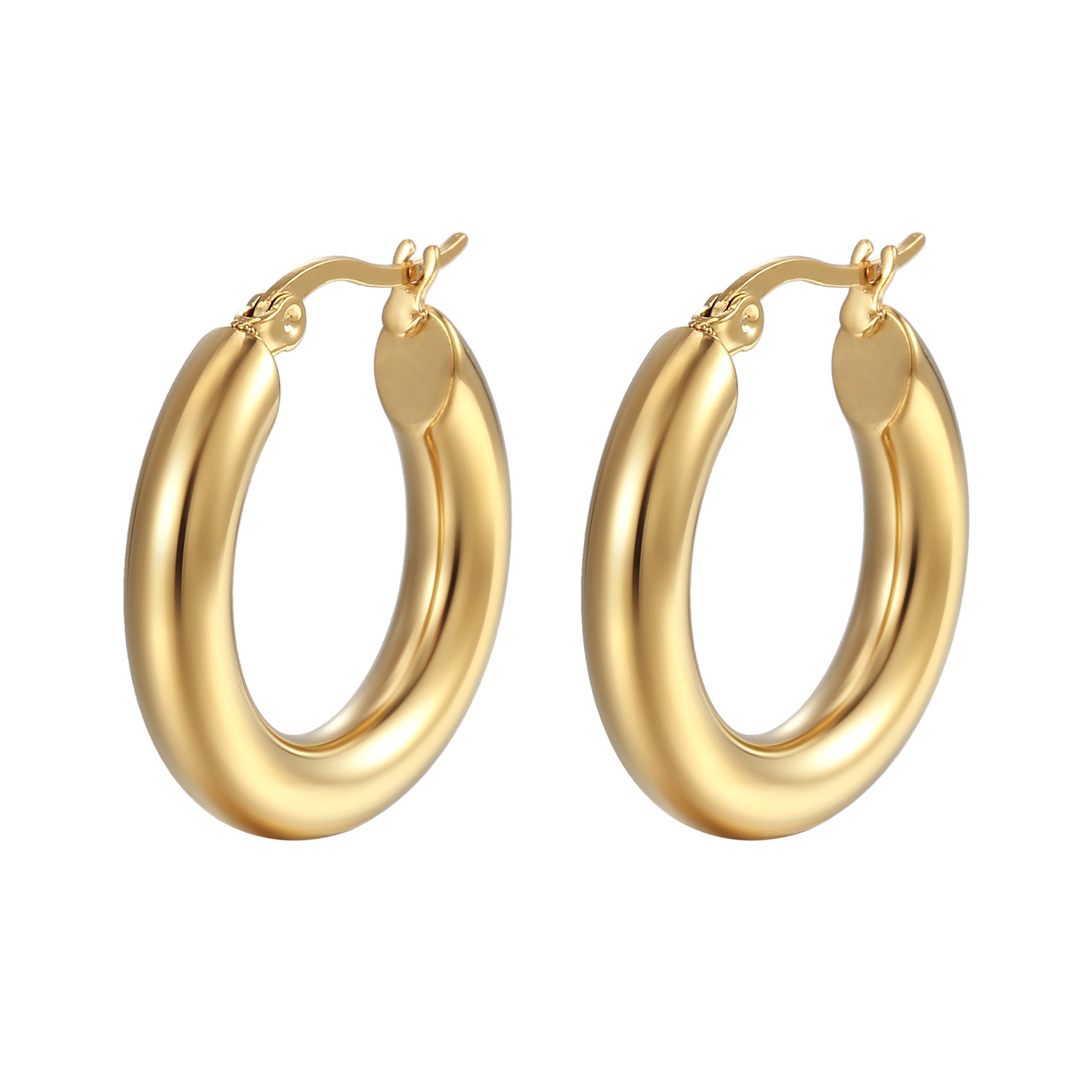 Chunky hoop earrings with high-shine finish – Nolma