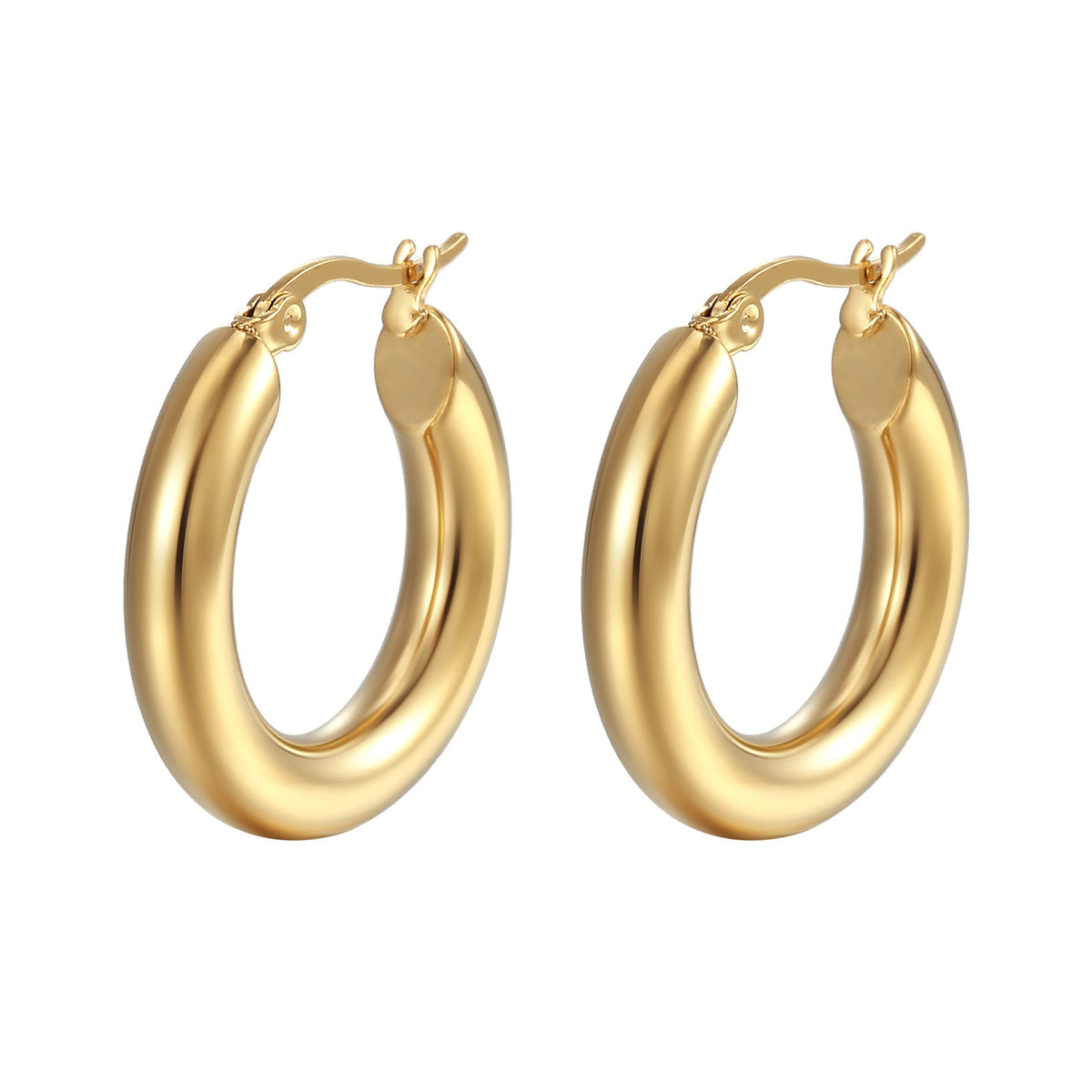 Chunky hoop earrings with high-shine finish – Nolma