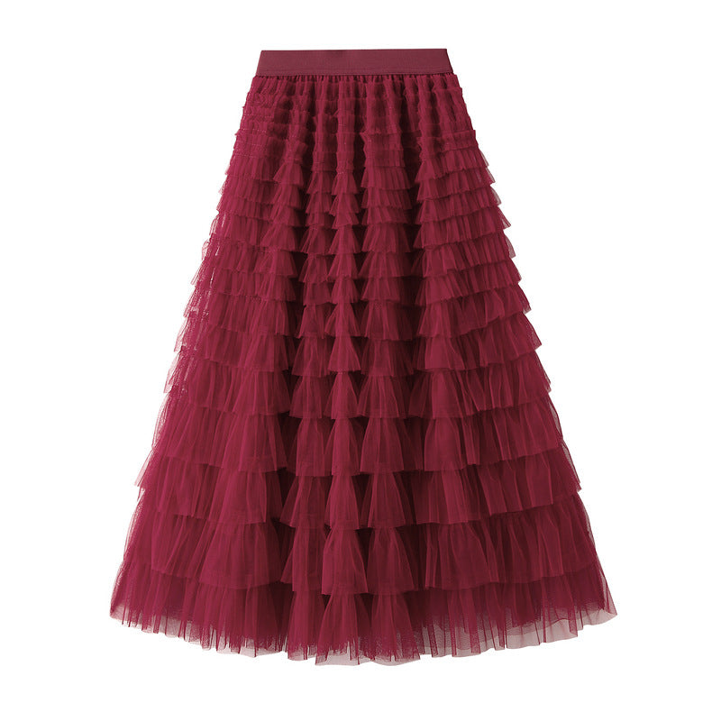 Multi-layered midi skirt with elastic waistband - Sidvu