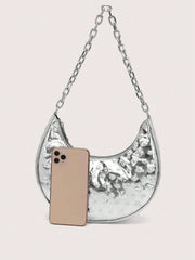 Crescent shoulder bag with metallic star emboss - Siclu