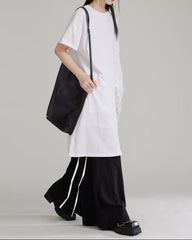 asymmetrical layered T-shirt with chiffon side panel - MAIAZ