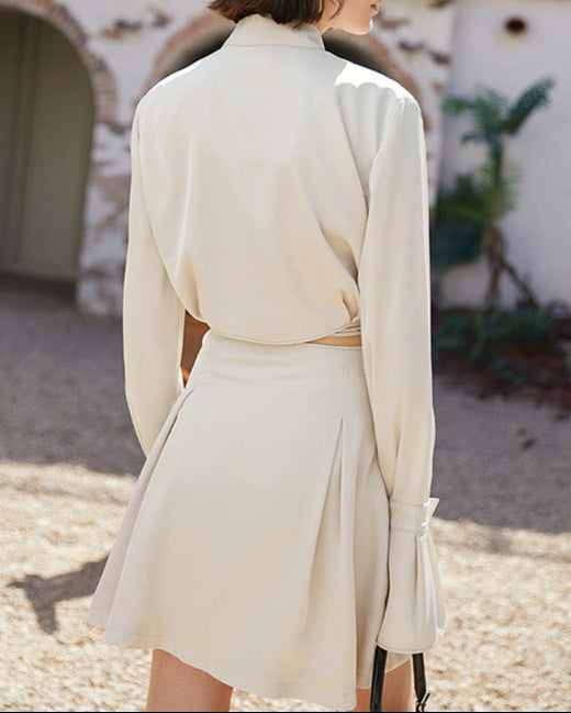 Cropped utility shirt with lace-up mini skirt - Surwi