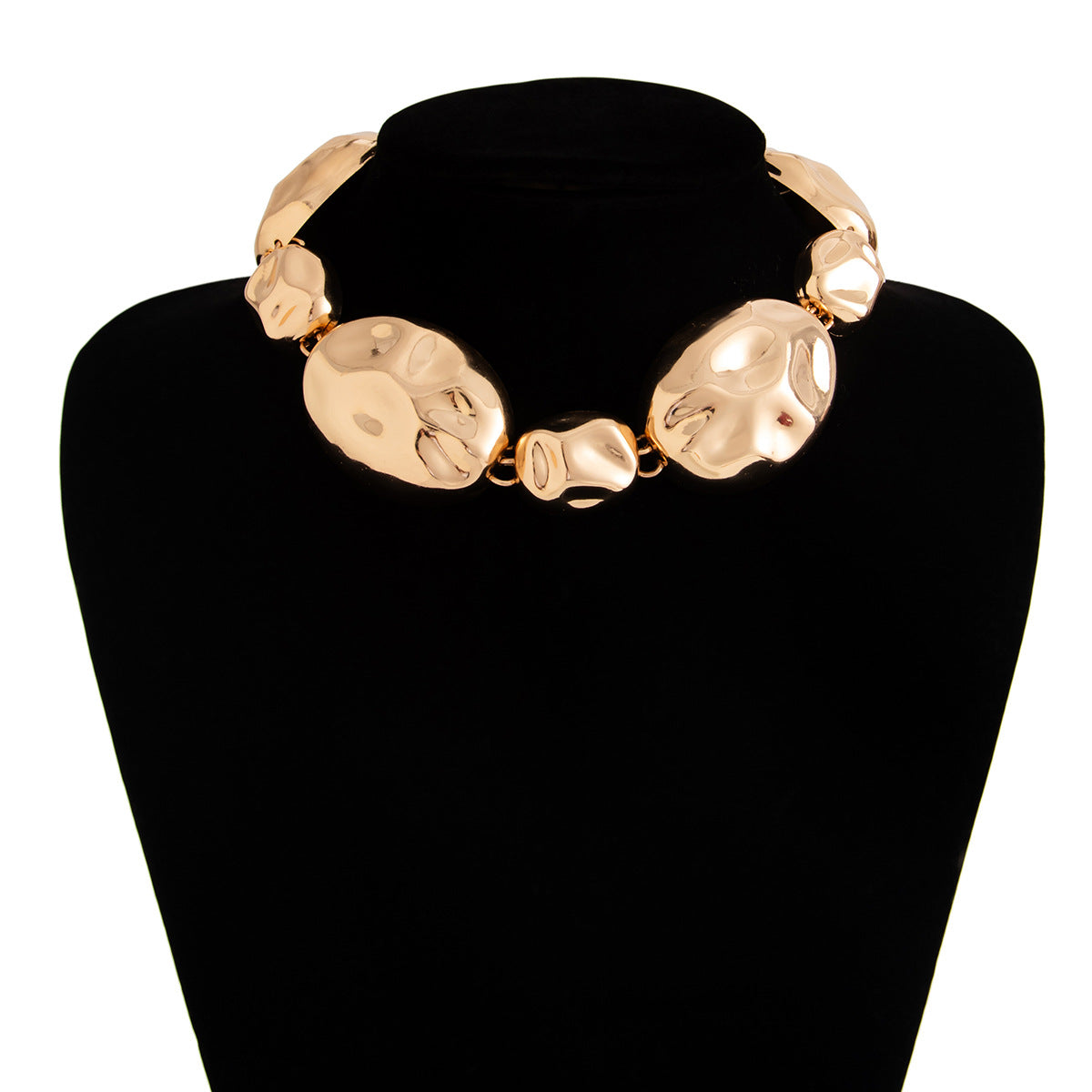 Chunky hammered oval necklace with organic links - Mastil