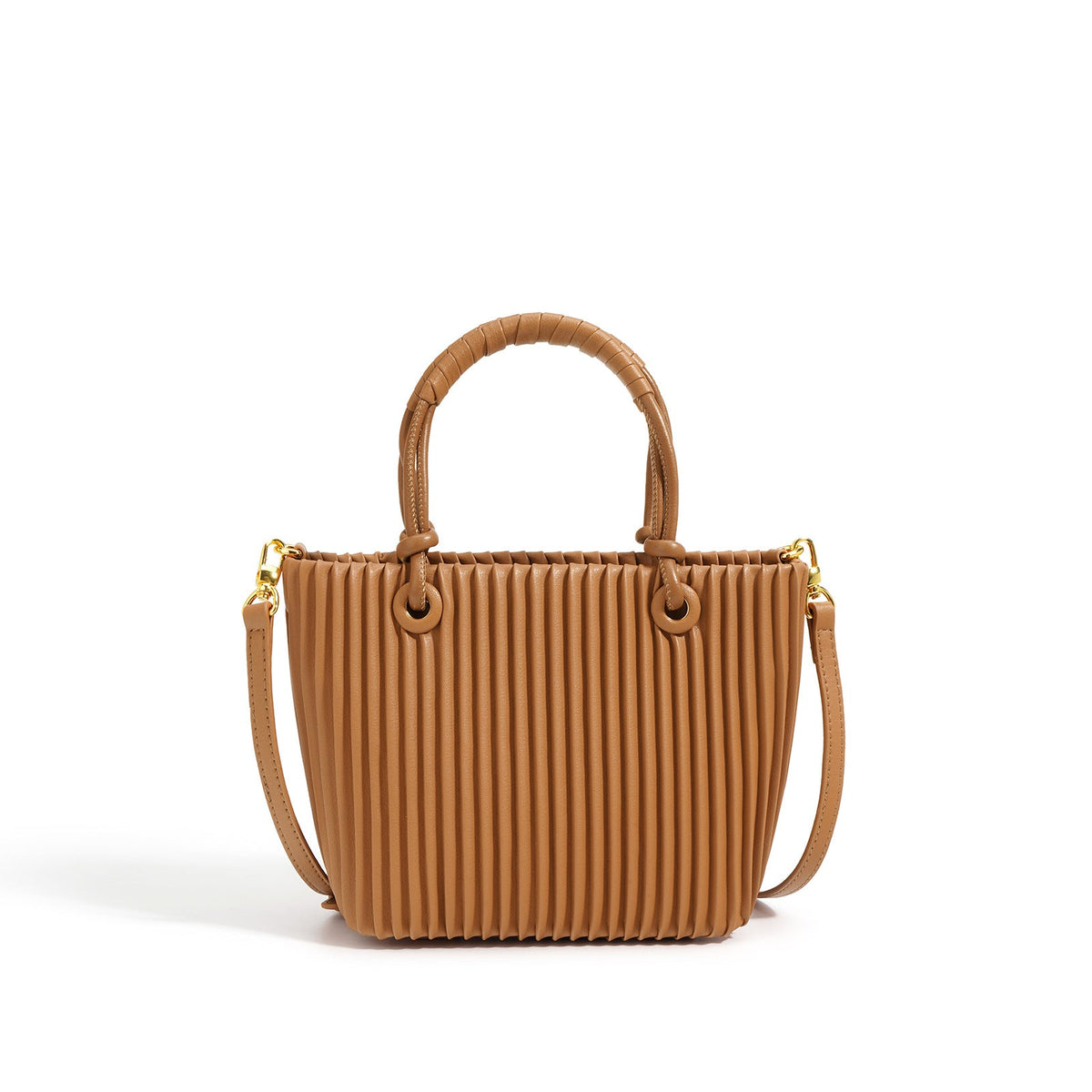 pleated top-handle tote with removable strap - MALYA