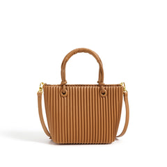 pleated top-handle tote with removable strap - MALYA