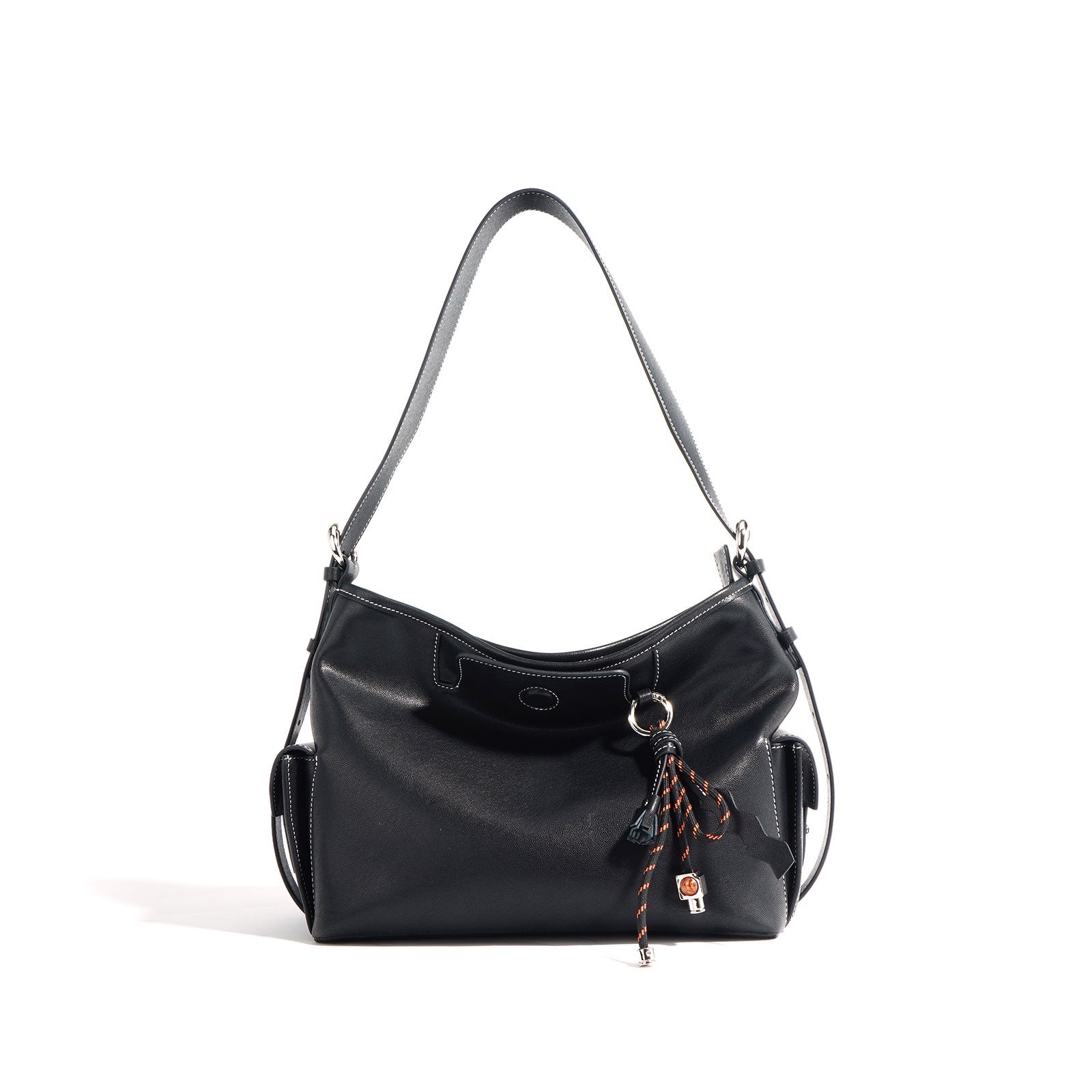 slouchy shoulder bag with knotted tassel – MOCHA
