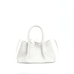 woven leather mini tote bag with tie closure - LIQTA