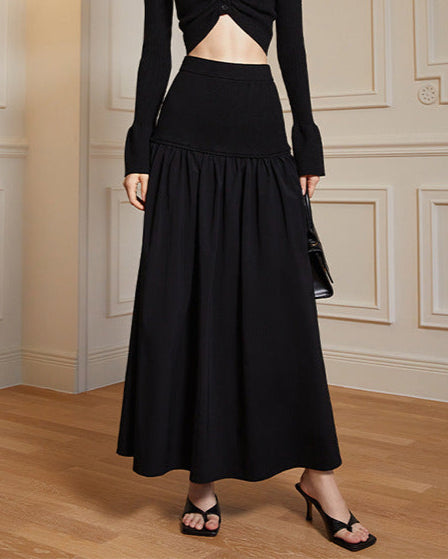 High-waisted pleated skirt with tiered hem - Olji