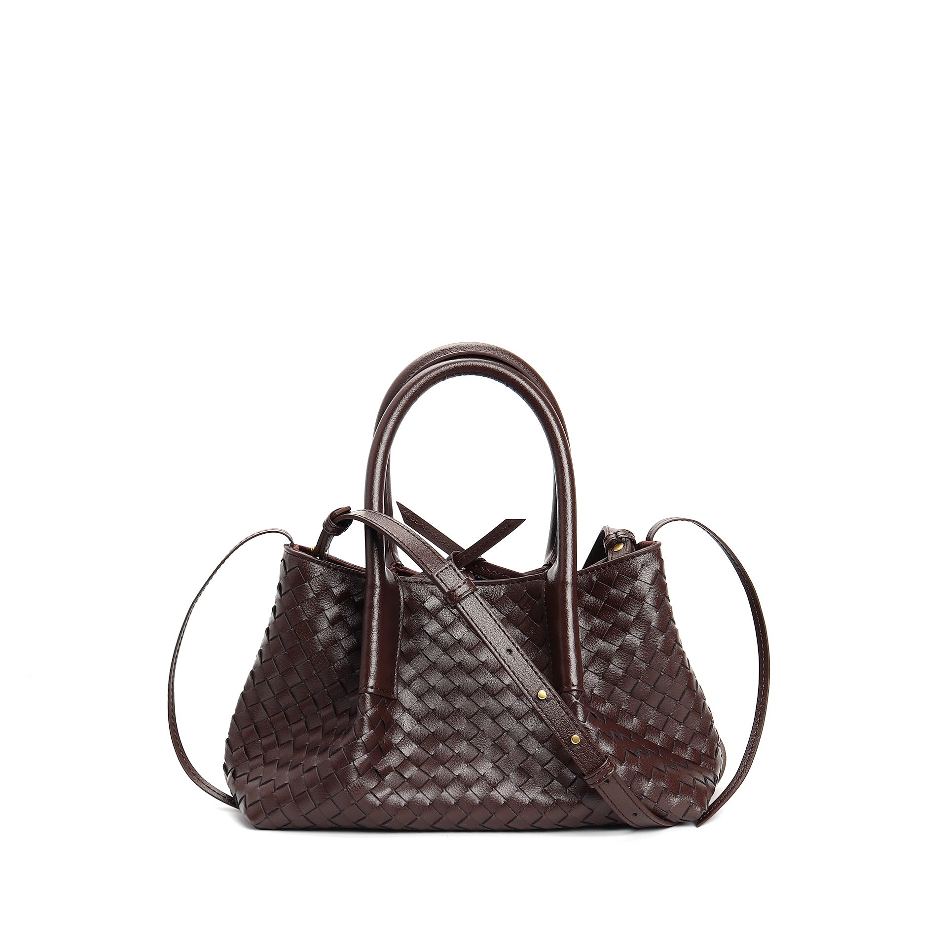 woven leather mini tote bag with tie closure - LIQTA