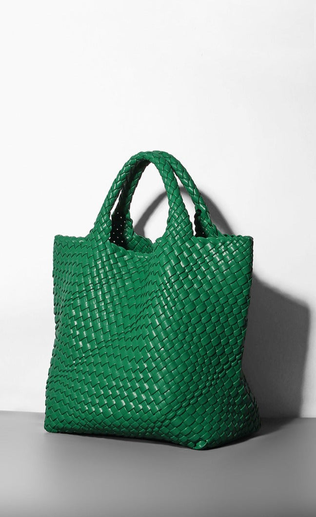 woven leather tote bag with top handles - Aaatrti