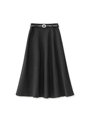 high-waist flared skirt with pearl buckle belt – CELINEL