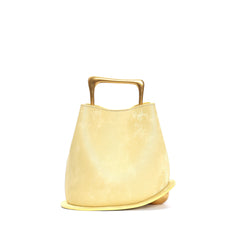 asymmetric velvet mini bag with sculptural gold handle - KORZA