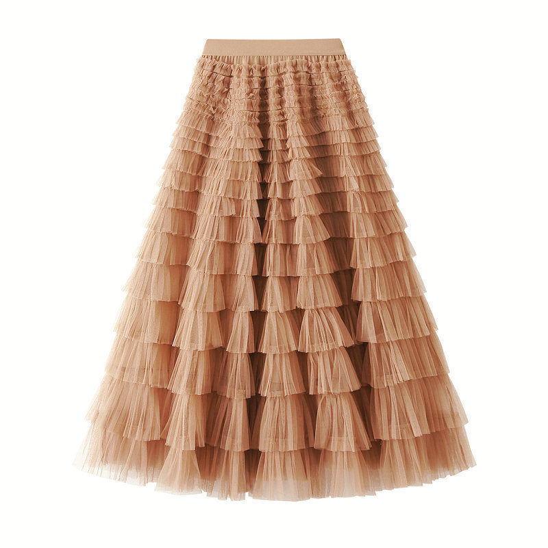 Multi-layered midi skirt with elastic waistband - Sidvu