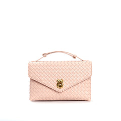woven leather top-handle mini bag with twist lock - CEZENA