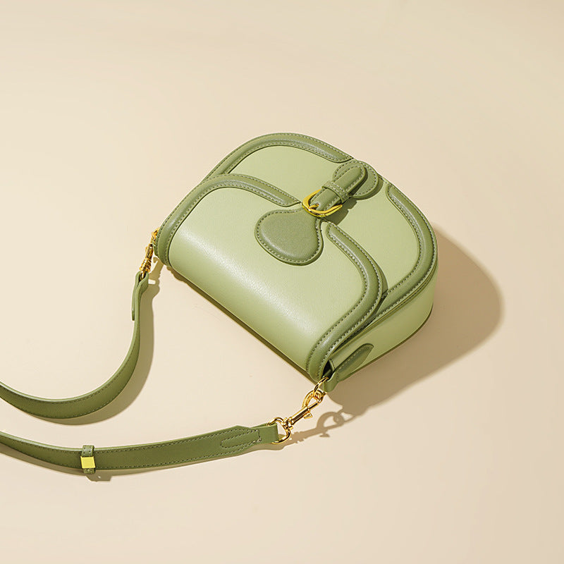 two-tone saddle crossbody with buckle detail - FAYTE
