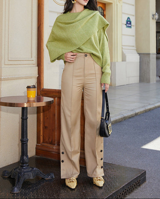 High-waisted flared pants with side buttons – Surji