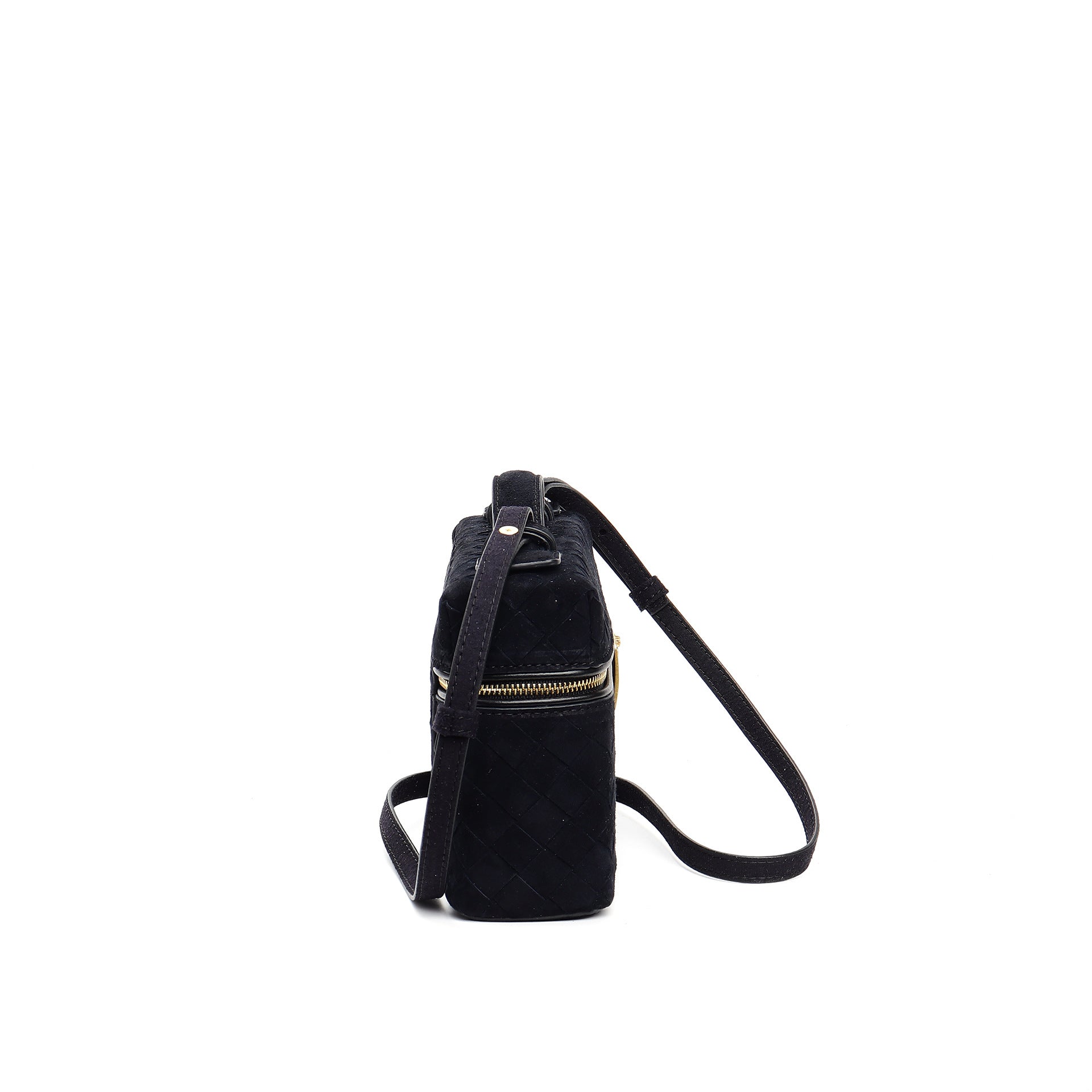 structured suede vanity bag with top handle - NOYA