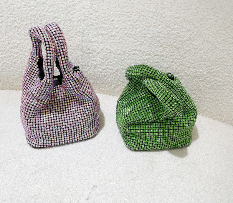 crystal-embellished knotted-handle evening bag - Eromidc