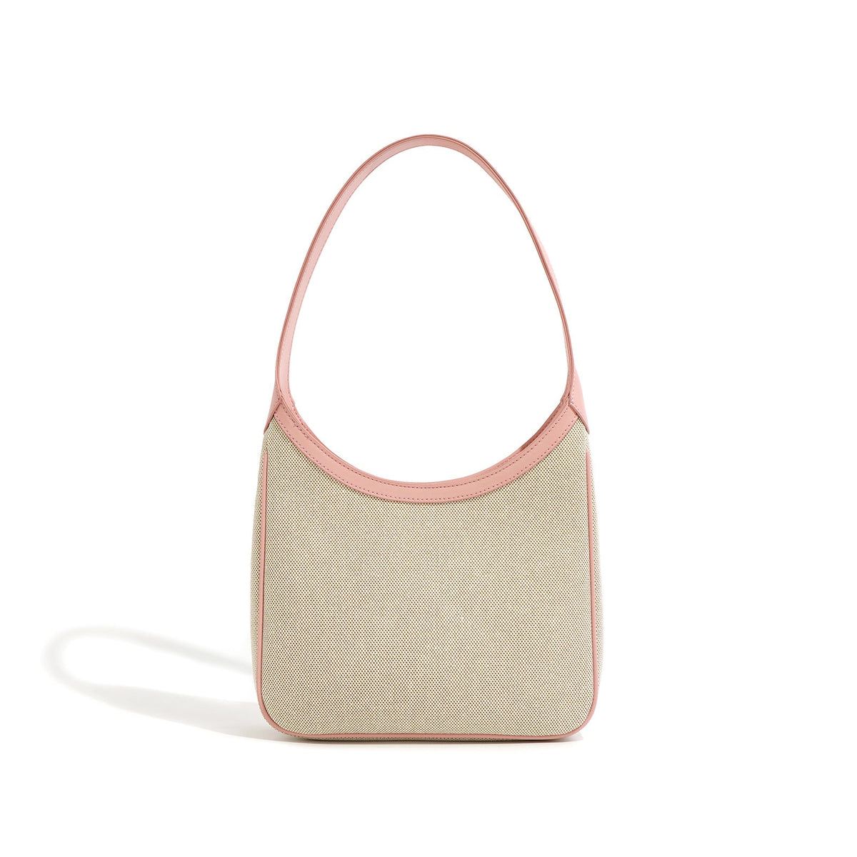 structured canvas shoulder bag with leather trim - NOELZE