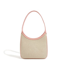 structured canvas shoulder bag with leather trim - NOELZE
