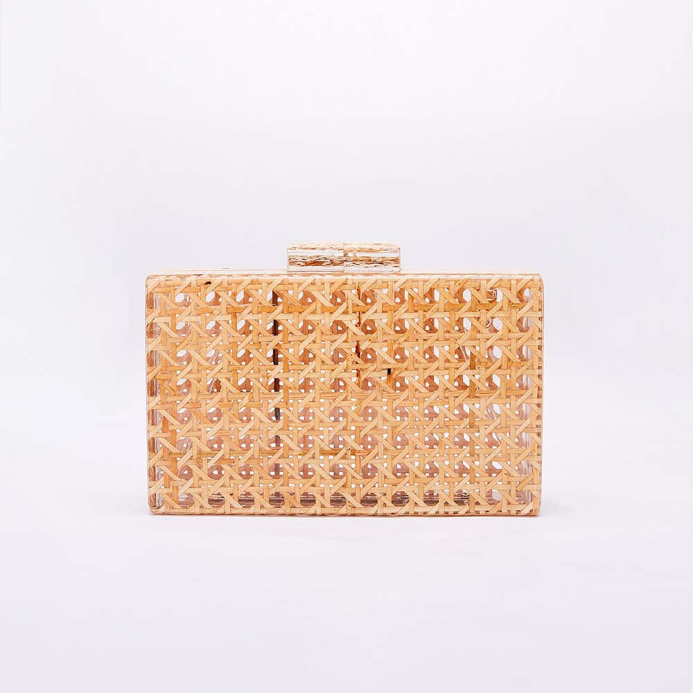Rectangular box clutch with beaded edges - Irtinu