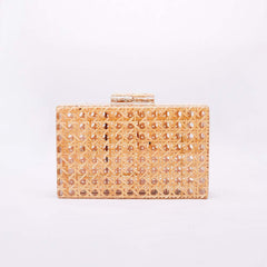 Rectangular box clutch with beaded edges - Irtinu