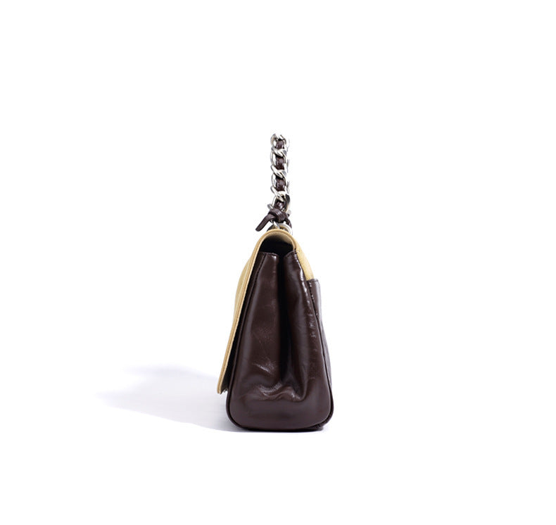 suede flap shoulder bag with chain detail – LUXA