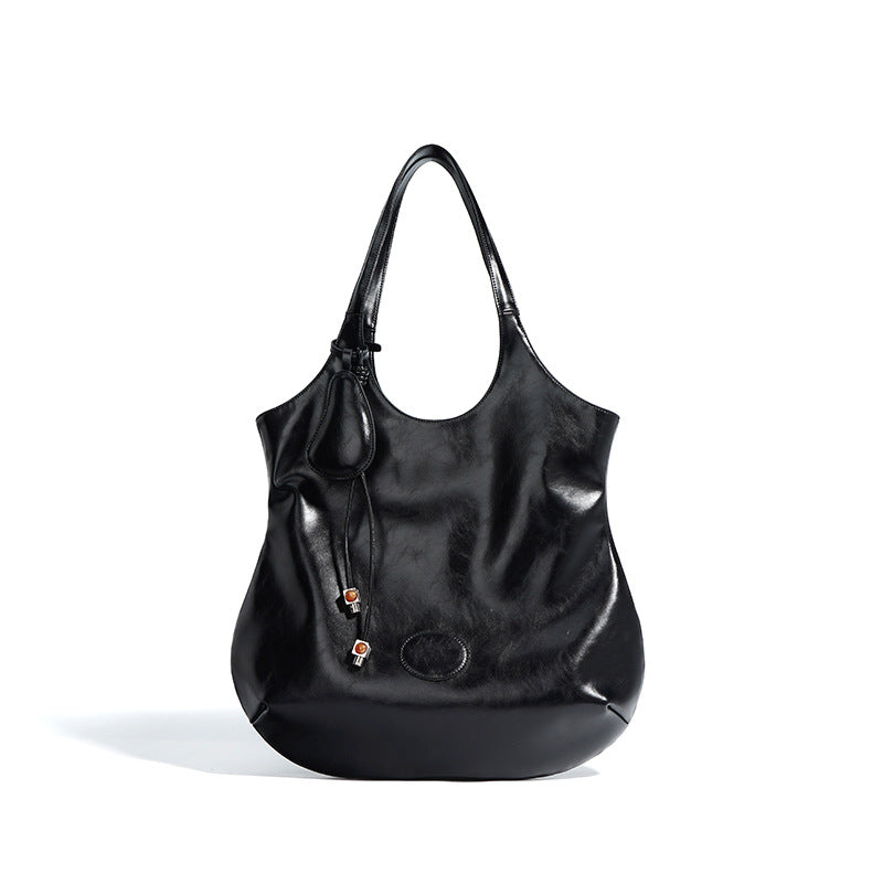 oversized slouchy tote bag with smooth leather finish - NALUXA