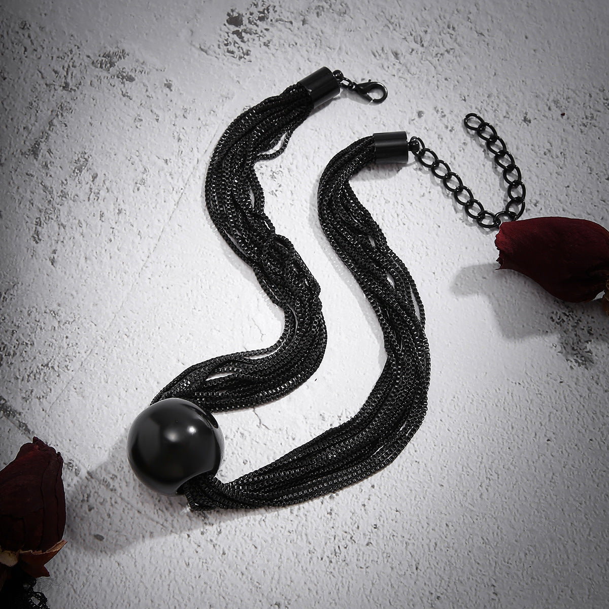 Multi-strand chain necklace with statement orb - Ajiby