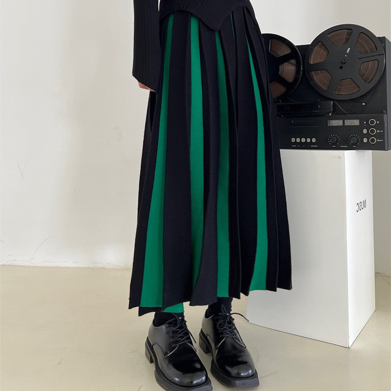 Multicolor Pleated Knitted Skirt - Notji