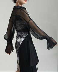 Sheer long-sleeve shirt with abstract print - Nertu