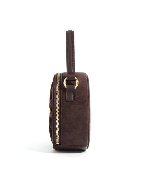 round ruched suede bag with top handle - MAVIA