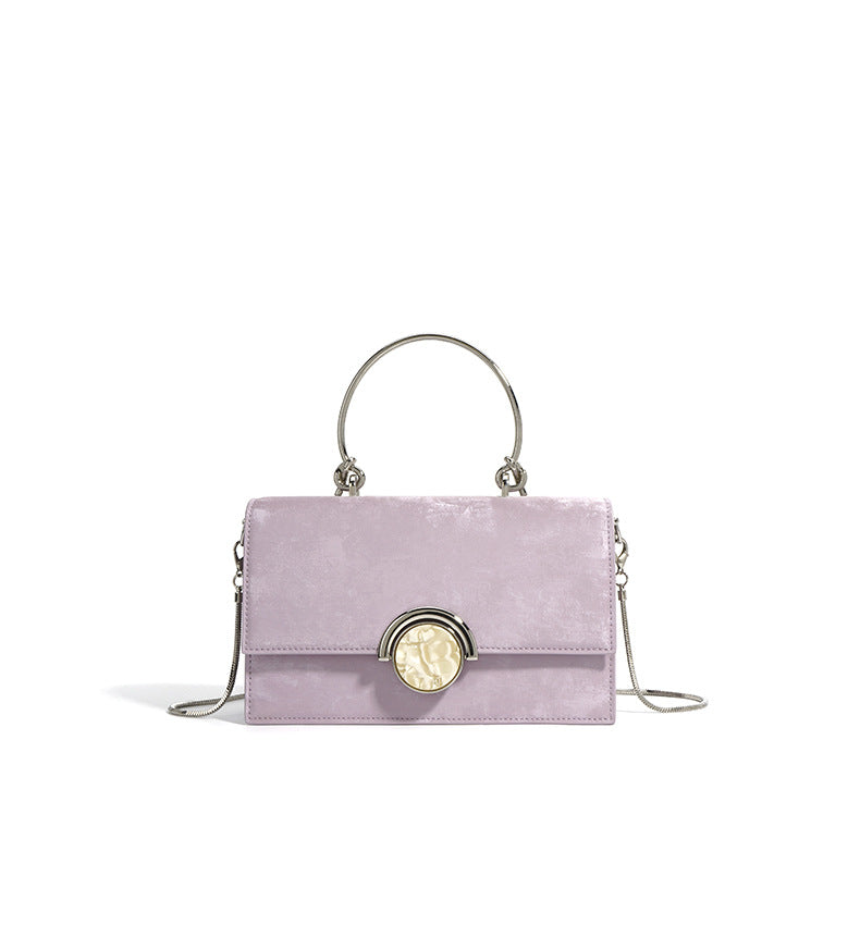 structured velvet top-handle bag with stone clasp – AMORAM