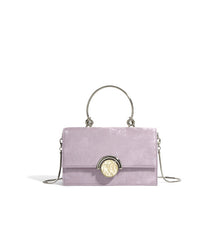 structured velvet top-handle bag with stone clasp – AMORAM