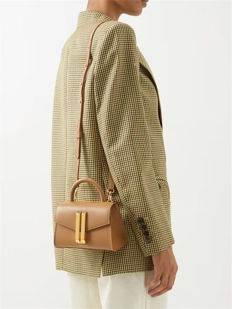mini top-handle bag with gold bar clasp – CELENE