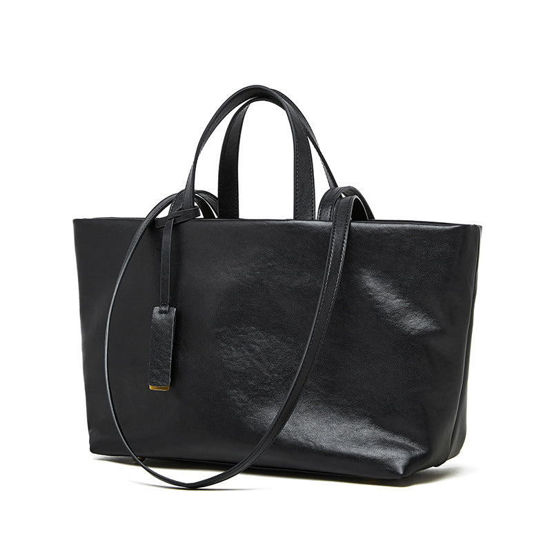 structured leather tote with double handle – NOIW
