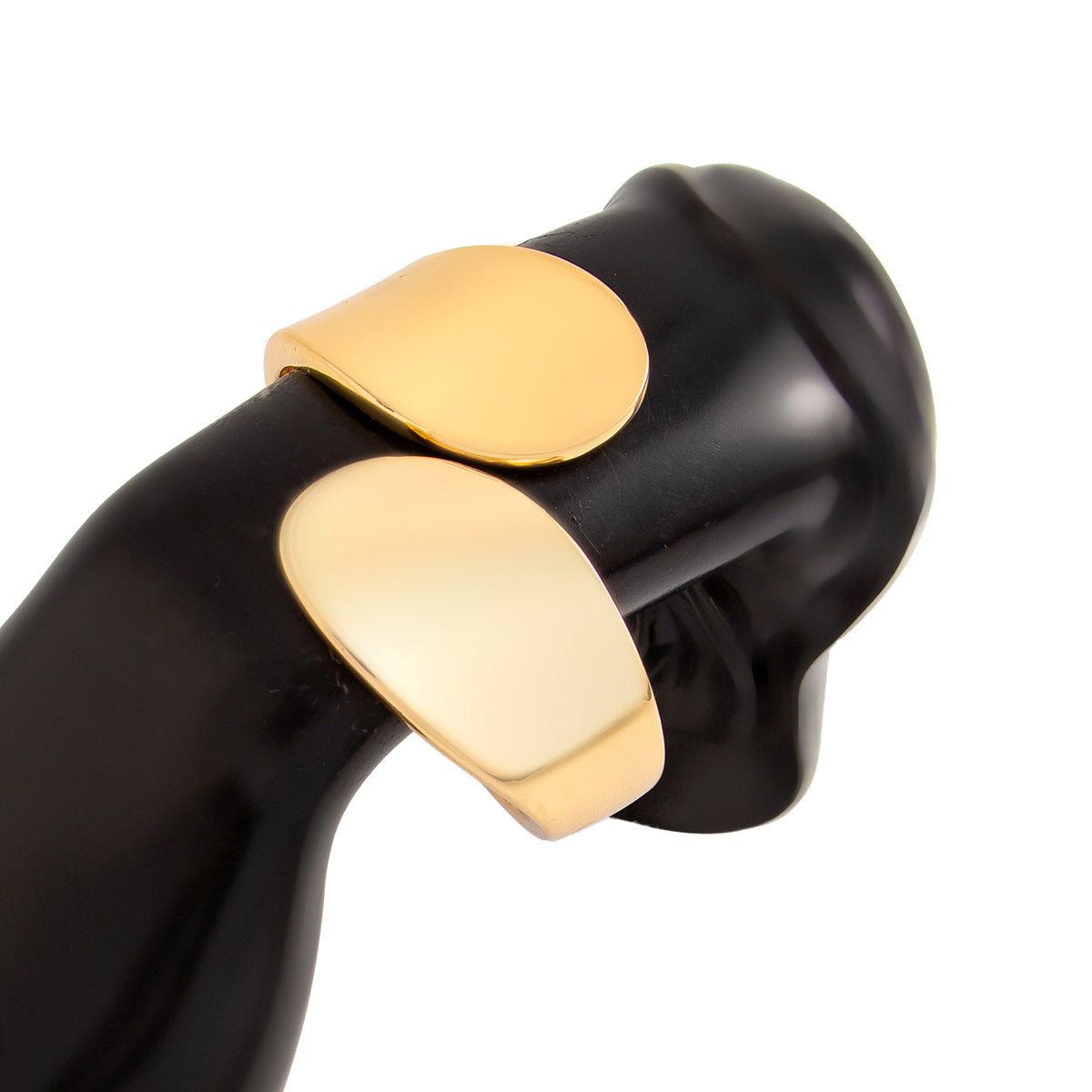 smooth gold cuff bracelet with curved teardrop ends – SOLA