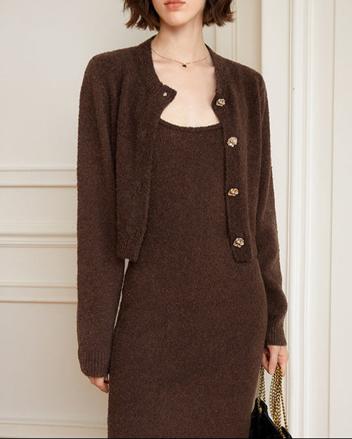 Long sleeve cropped cardigan with jewel buttons - Cubri