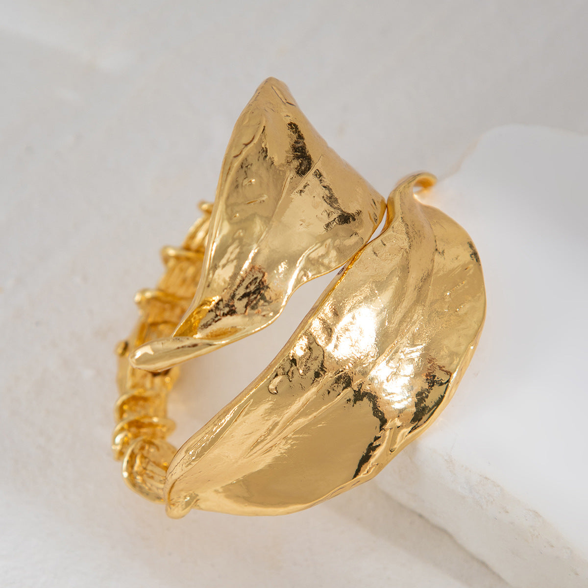 molten gold-texture cuff bracelet with sculpted wave design – NEREH