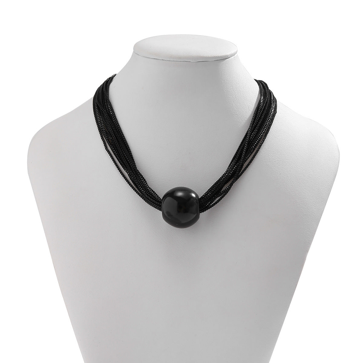 Multi-strand chain necklace with statement orb - Ajiby