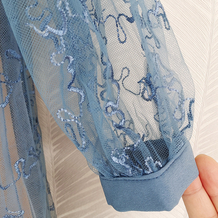 sheer embroidered midi dress with ribbon bows – Elueua