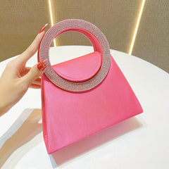 Evening bag with circular rhinestone handle - Dullgy